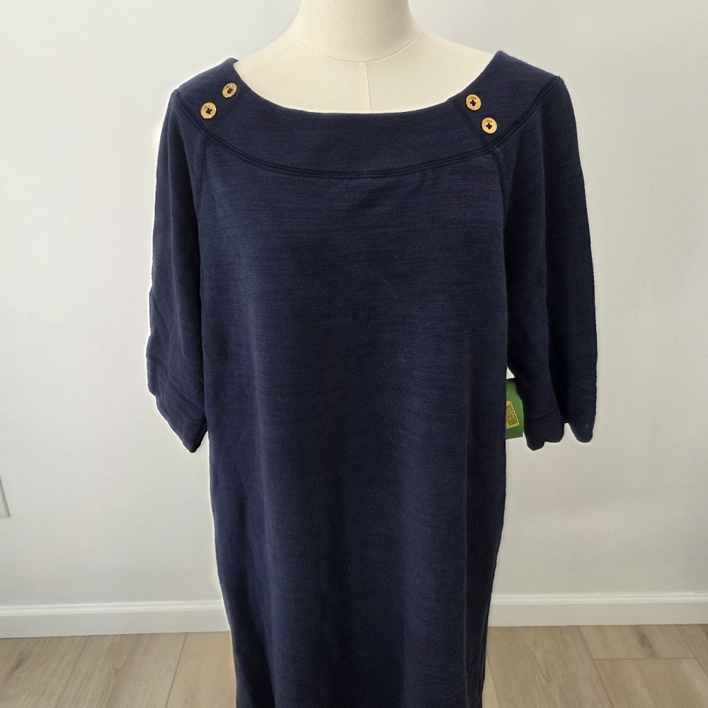 Lilly Pulitzer Navy Dress with Gold Buttons